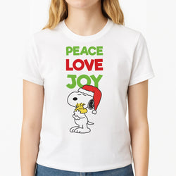 Peace, Love, Joy Christmas Cartoon Beagle Womens T-Shirt
