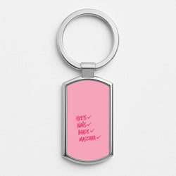 Heels, Nails, Blade, Mascara Silver Metal Keyring