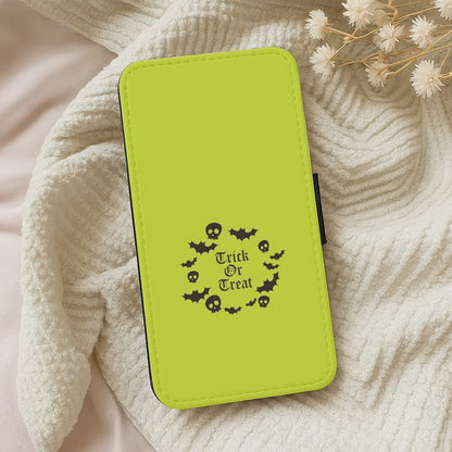 Trick Or Treat Wreath Leather Phone Case
