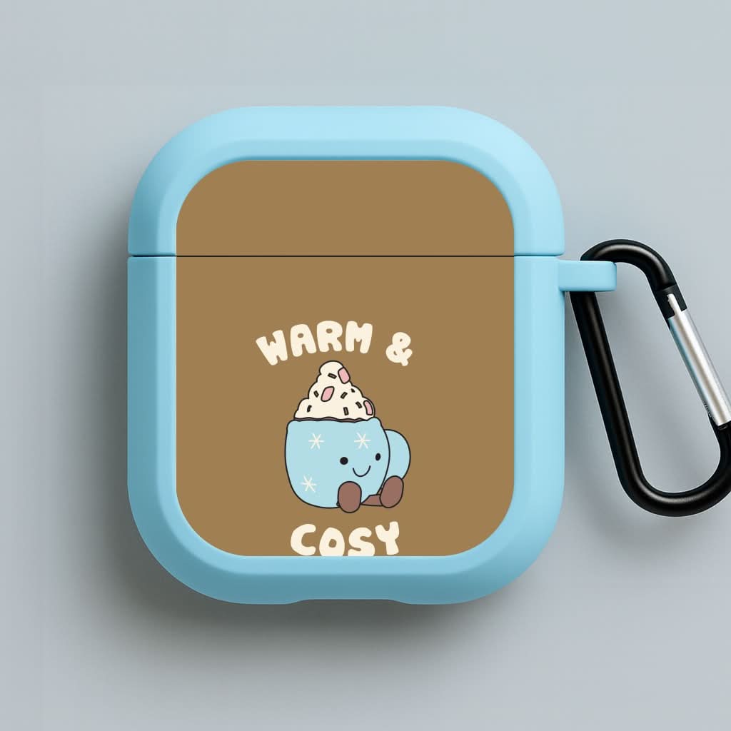 Hot Cocoa Plush Quote Blue AirPods Case