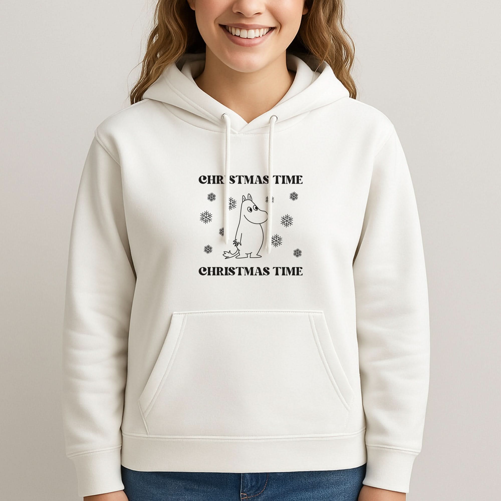 Christmas Time Moom Womans Hooded Sweatshirt
