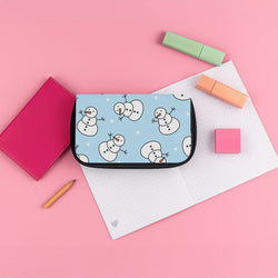 Cartoon Snowmen Pattern Pencil Case