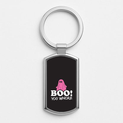 Boo You Ghost Silver Metal Keyring