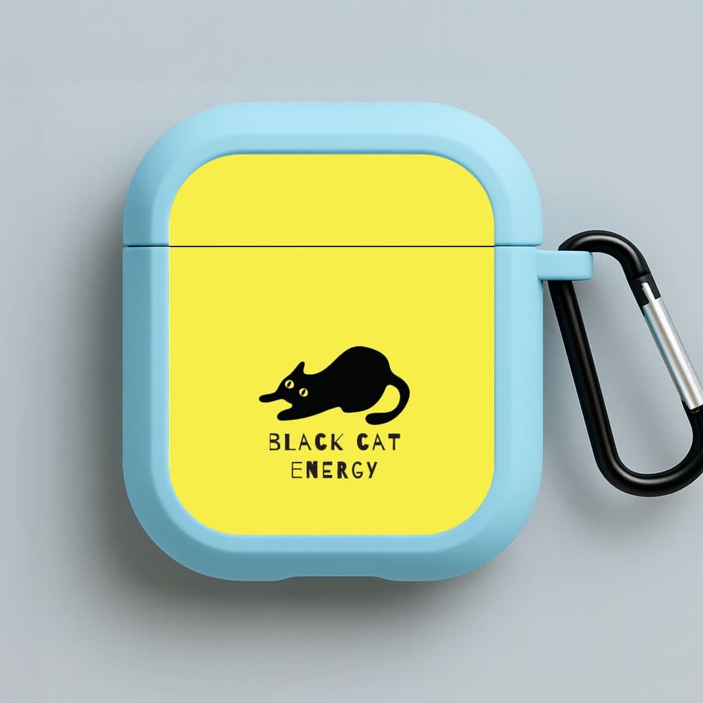 Black Cat Energy Blue AirPods Case