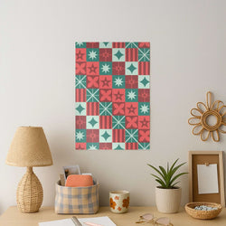 Geometric Square Christmas Pattern Art Print