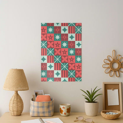 Geometric Square Christmas Pattern Art Print