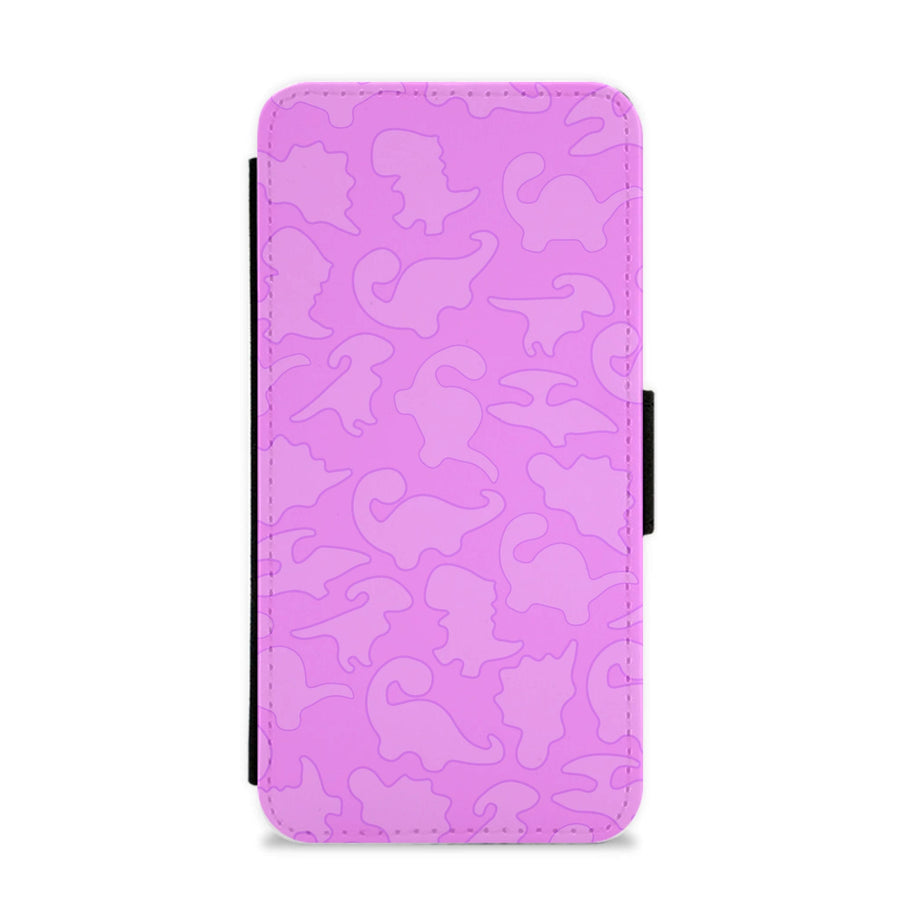 Pink Pattern - Dinosaurs Flip / Wallet Phone Case