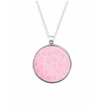 Bricks Figures Pattern Pink Necklace