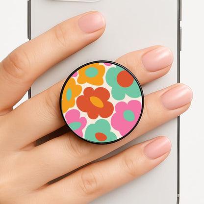 Abstract Trippy Retro Flowers Phone Grip