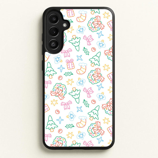 Neon Christmas Icons Pattern II Galaxy A34 Case
