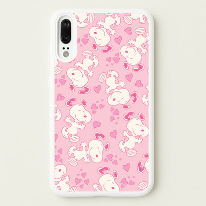 Cartoon Beagle Valentine Hearts Pattern Huawei P20 Case