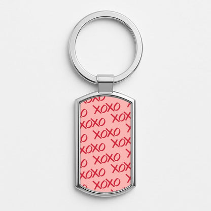 XOXO Pattern Silver Metal Keyring