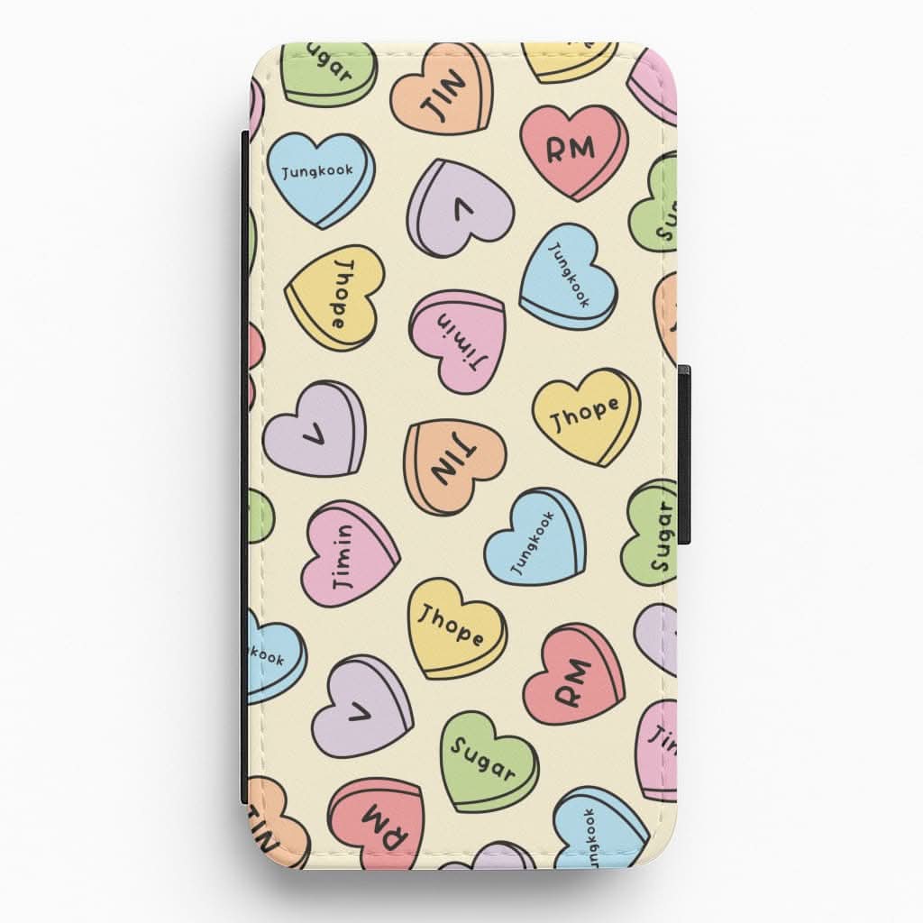 K-Pop Band Members Love Hearts Pattern Flip / Wallet Phone Case