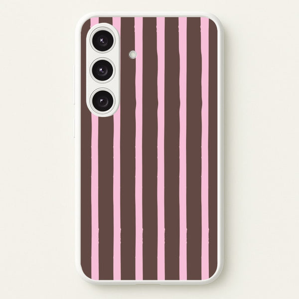 Chocolate & Strawberry Stripes Galaxy S24 Case