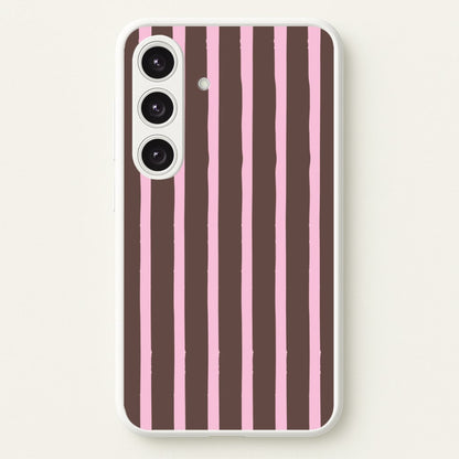 Chocolate & Strawberry Stripes Galaxy S25 Plus Case