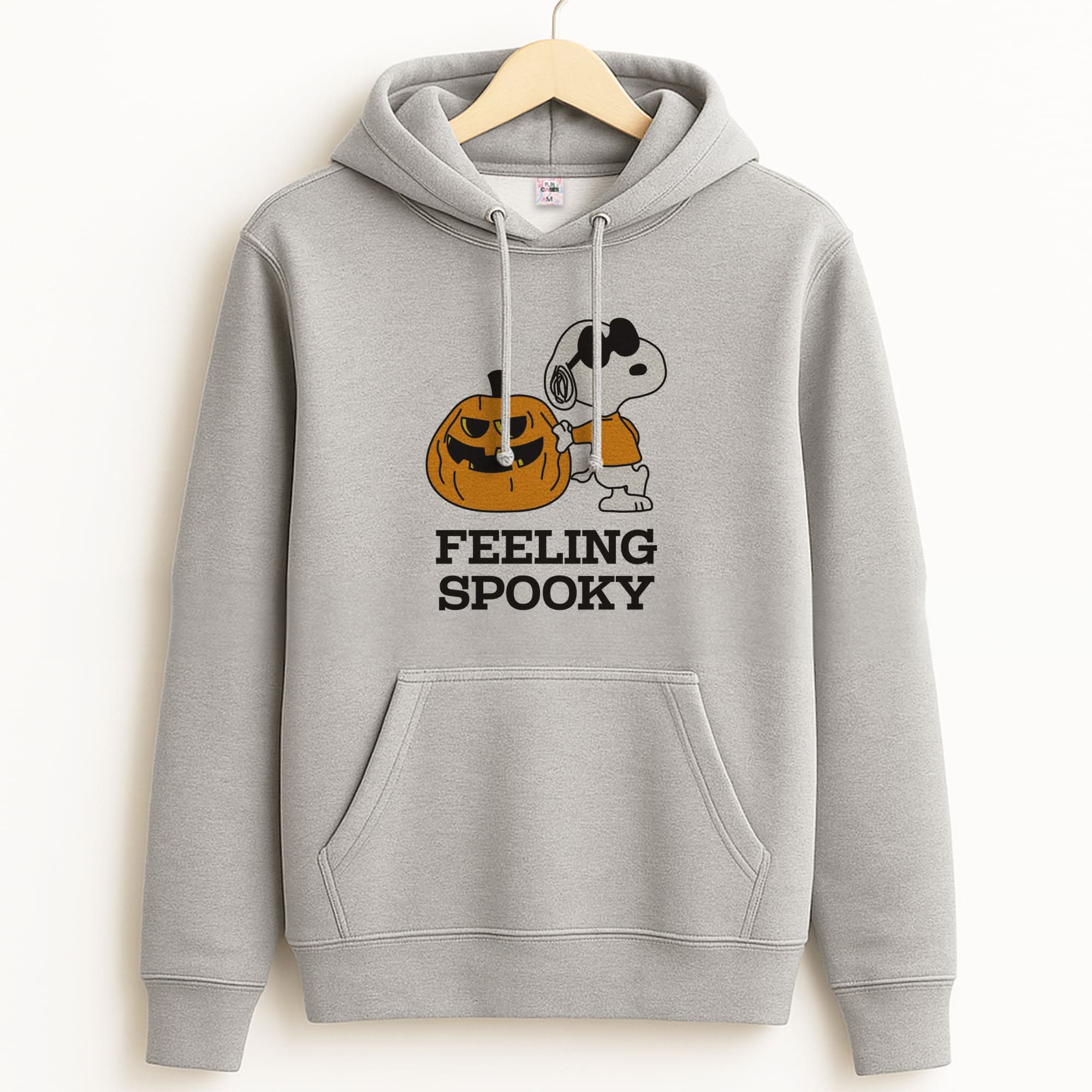 Feeling Spooky Cartoon Beagle Unisex Grey Hoodie
