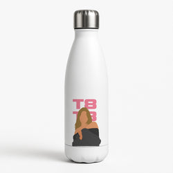 T8 Pink  White Water Bottle