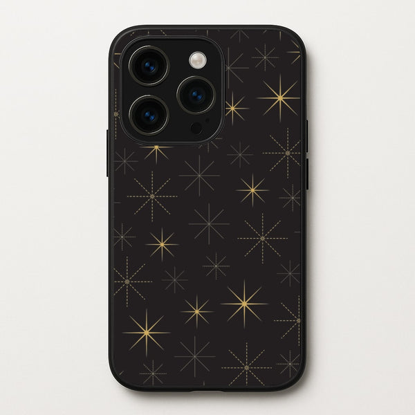 Christmas Gold Stars Pattern iPhone 14 Pro Max Case
