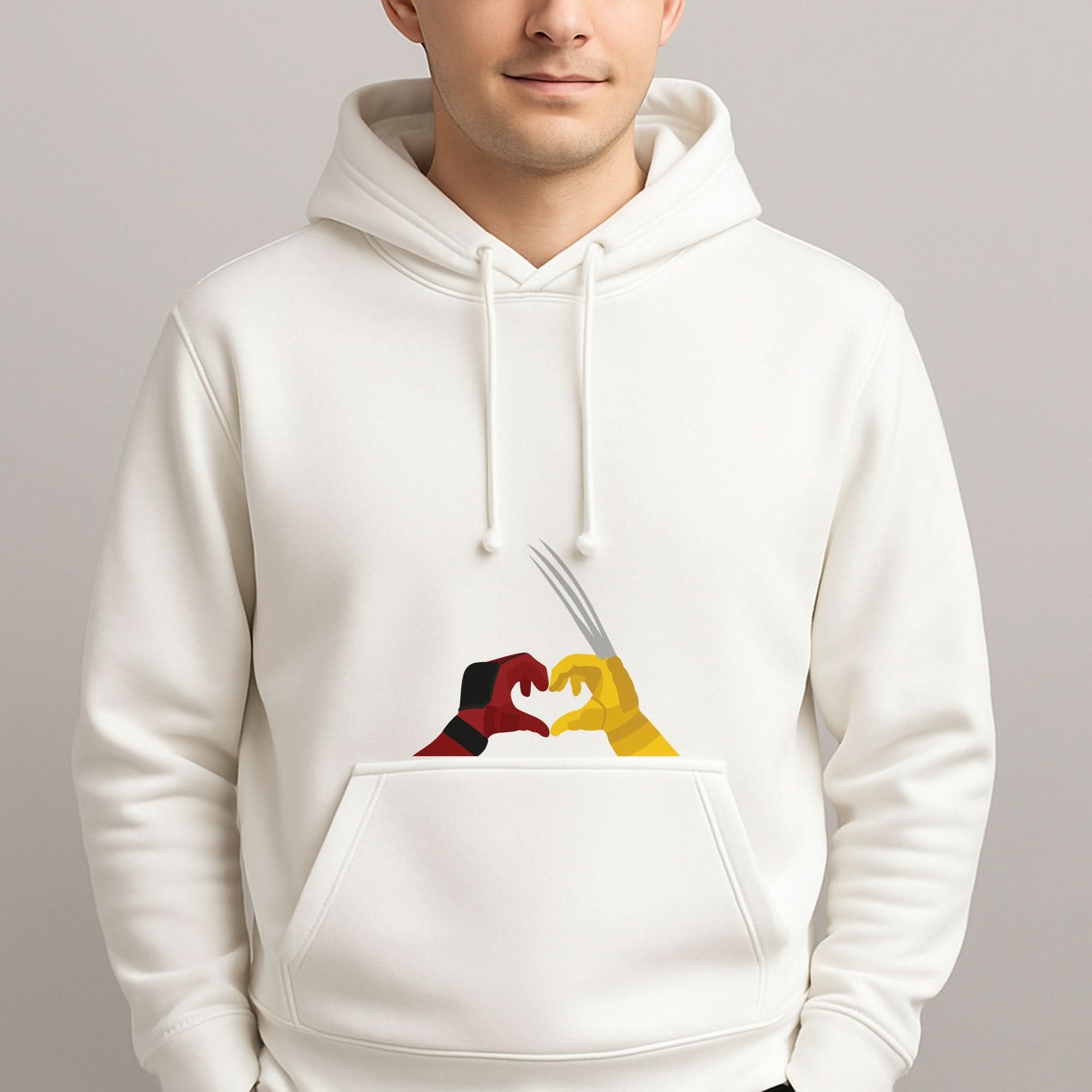 Red And Yellow Heroes Love Heart Mens Hoodie