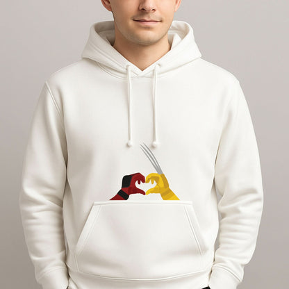 Red And Yellow Heroes Love Heart Mens Hoodie