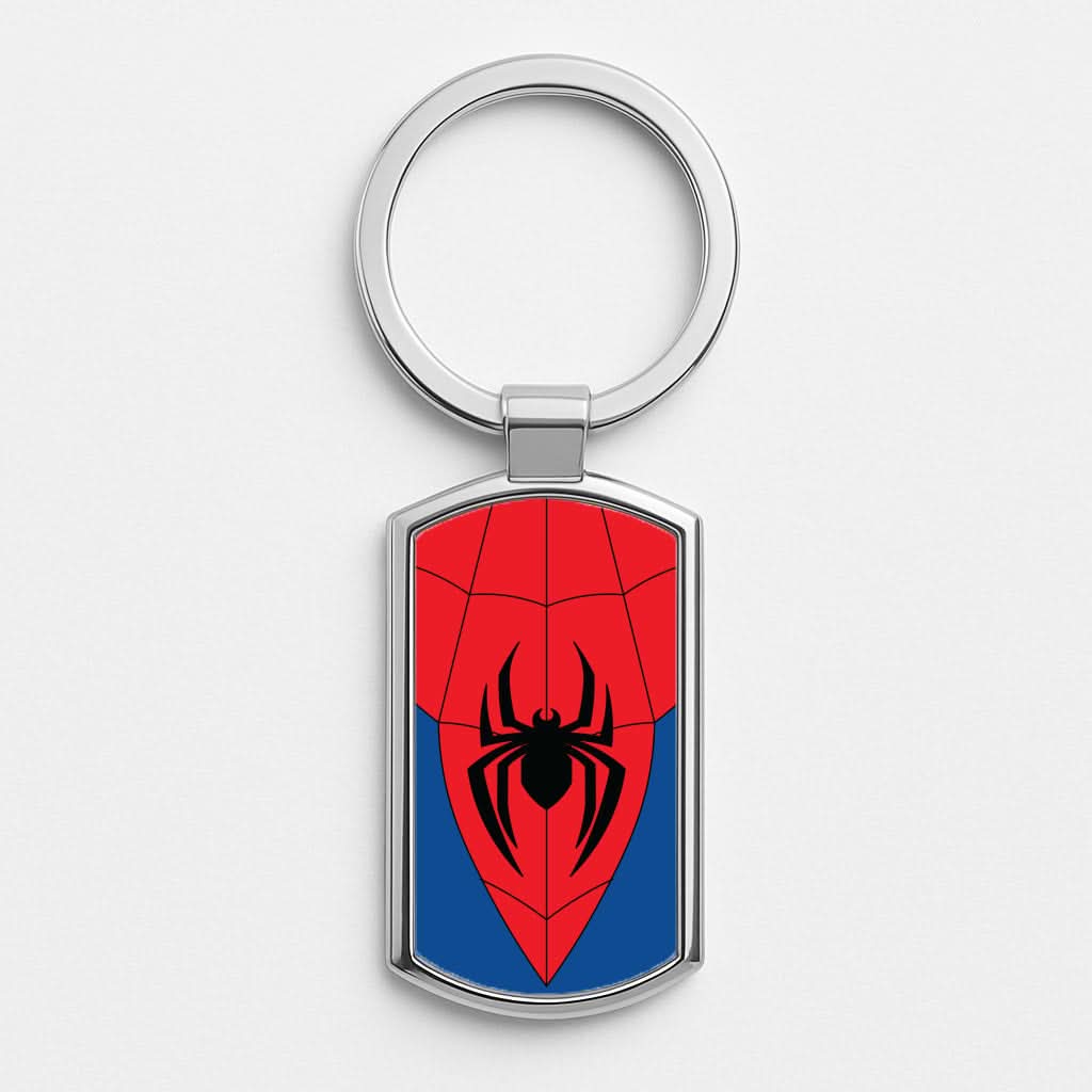 Red And Blue Spider Costume Silver Metal Keyring