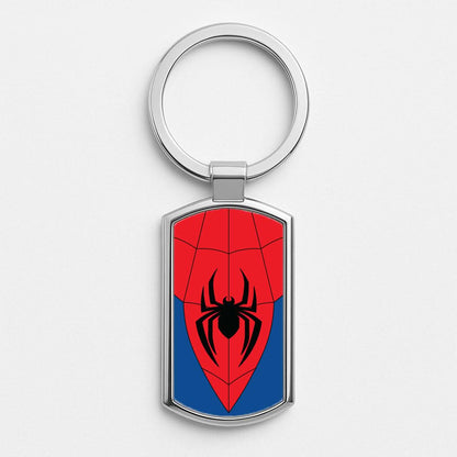 Red And Blue Spider Costume Silver Metal Keyring