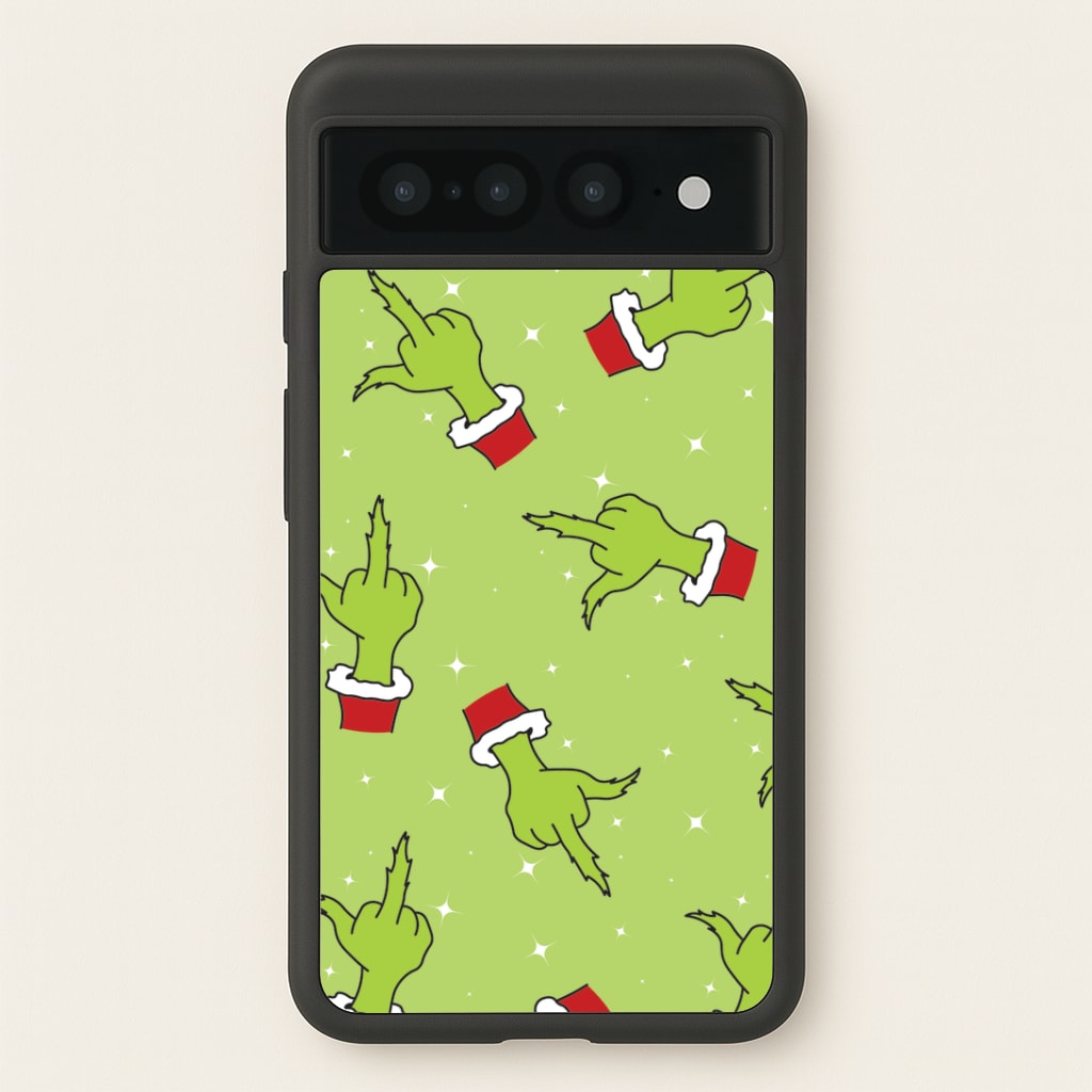 Green Middle Finger Christmas Pattern Google Pixel 7 Pro Case