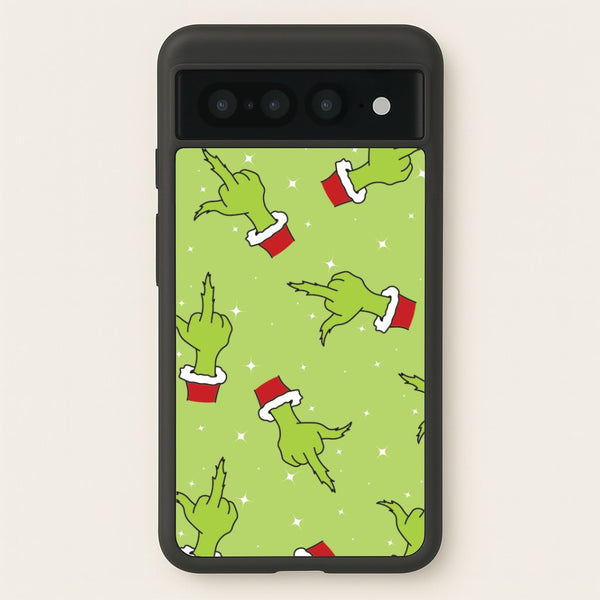 Green Middle Finger Christmas Pattern Google Pixel 7 Pro Case