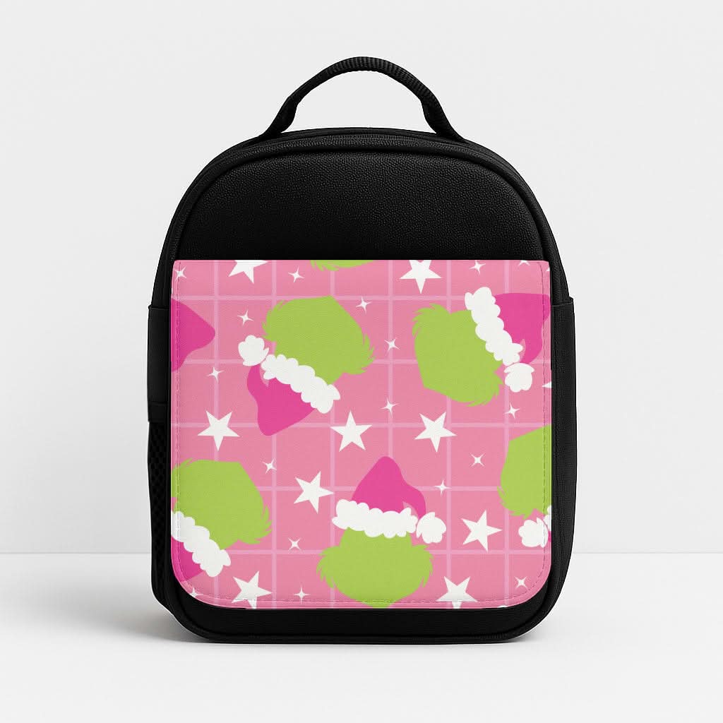 Pink Green Creature Xmas Pattern Lunchbox