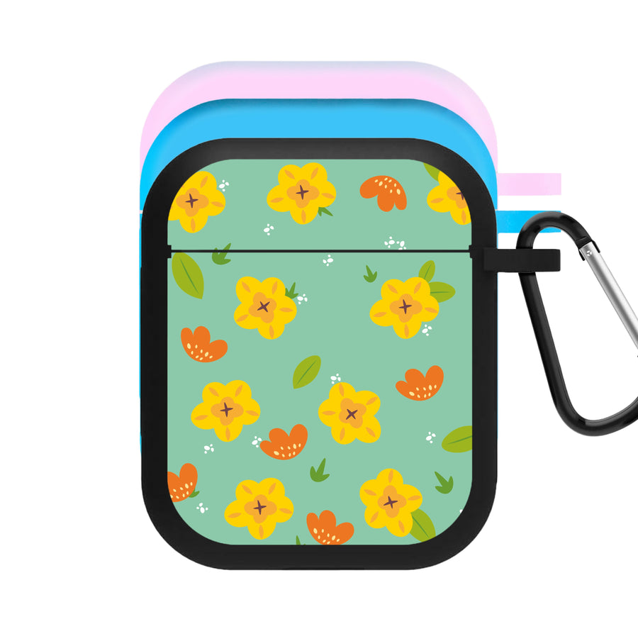 Yellow And Orange Pattern - Floral AirPods Case