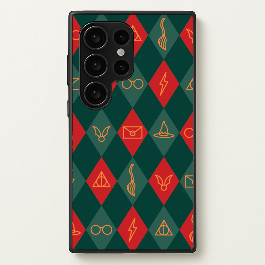 Christmas Wizard Icons Argyle Pattern Galaxy S24 Ultra Case