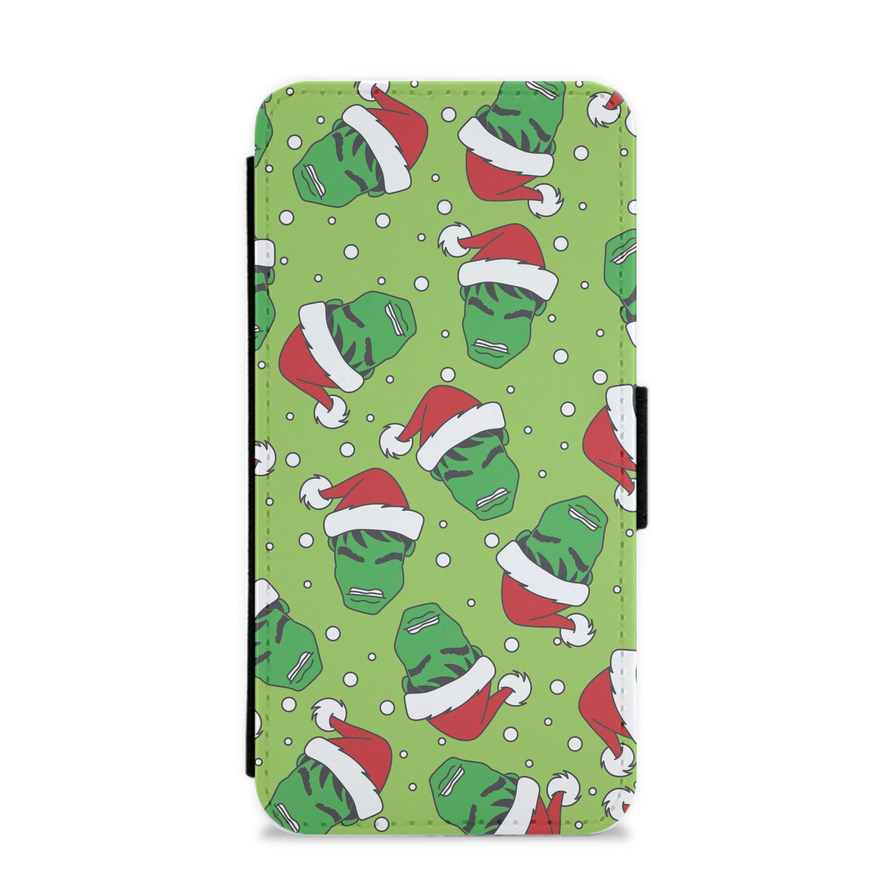 Green Christmas Pattern Flip / Wallet Phone Case