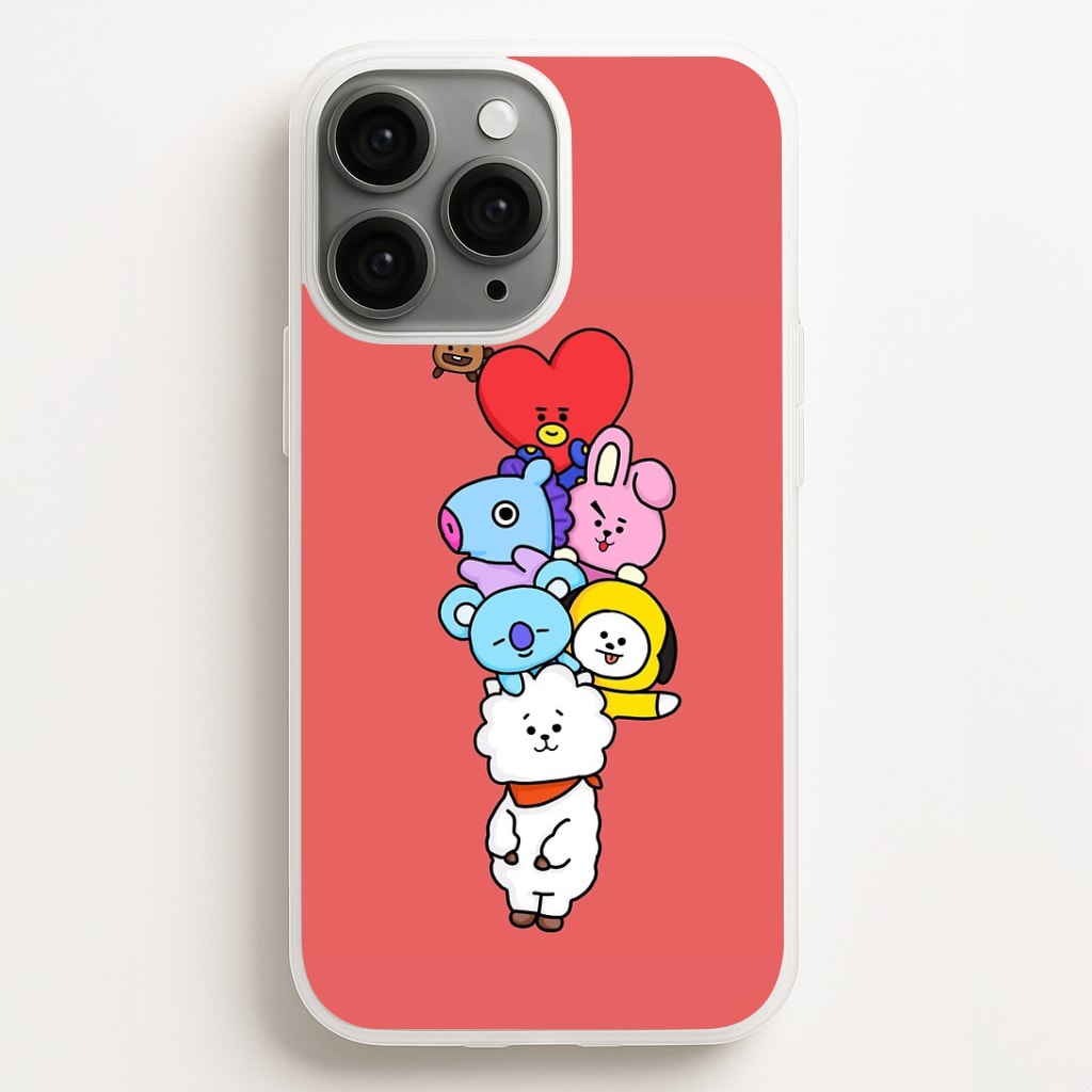 Red BT21 - RJ, Mang, Koya, Chimmy, Cooky, Shooky, Tata - K Pop Phone Case