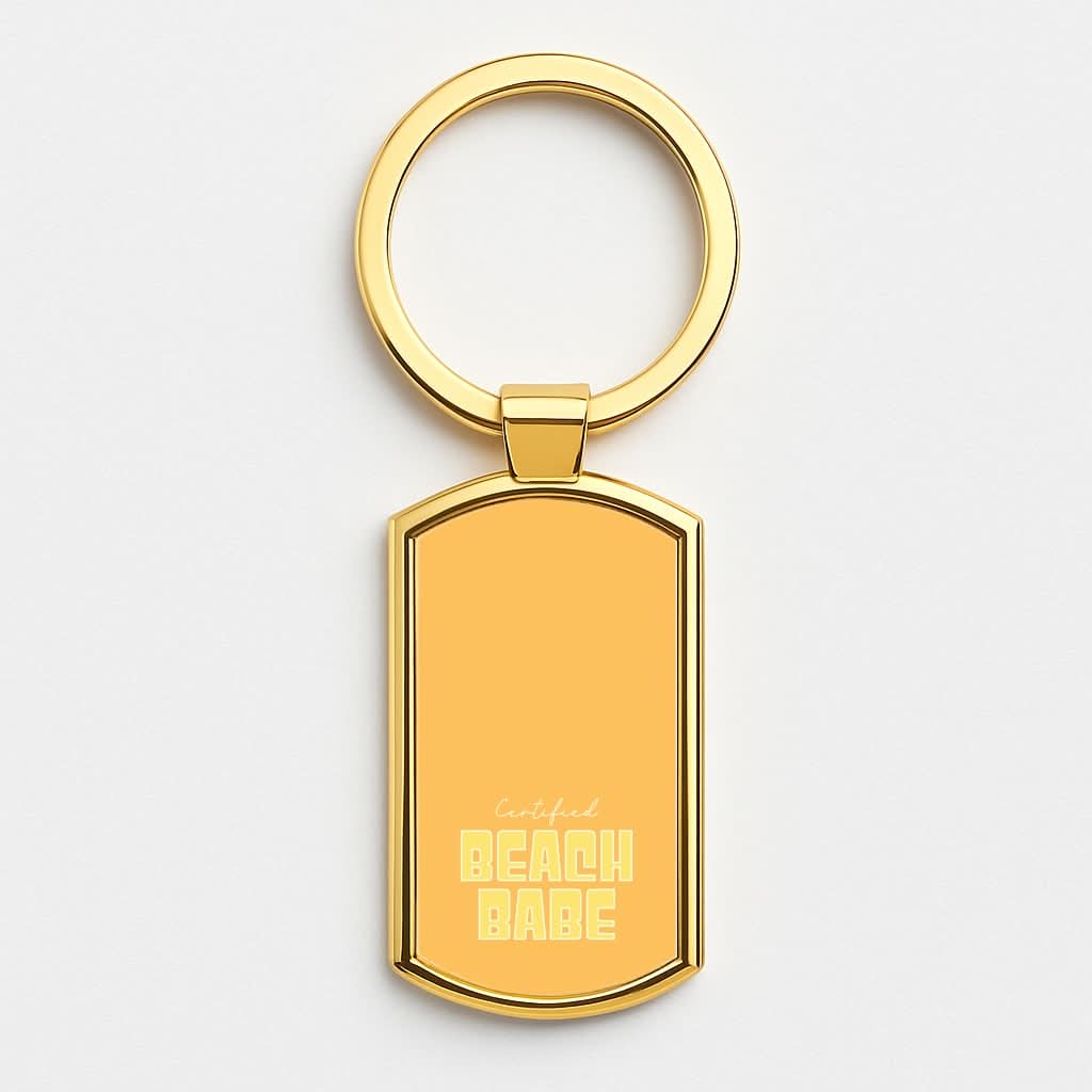 Certified Beach Babe Gold Keyring