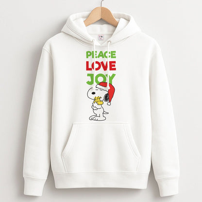 Peace, Love, Joy Christmas Cartoon Beagle Unisex Hoodie