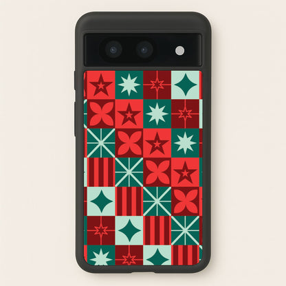 Geometric Square Christmas Pattern Google Pixel 8a Case