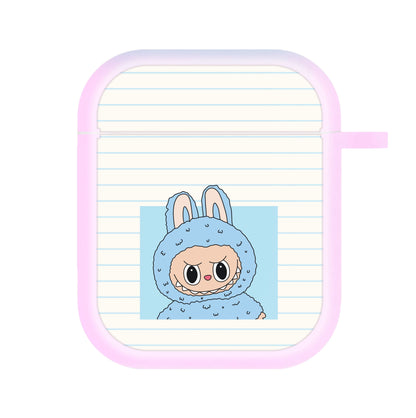 Cute Blue Notebook Monster AirPods Case