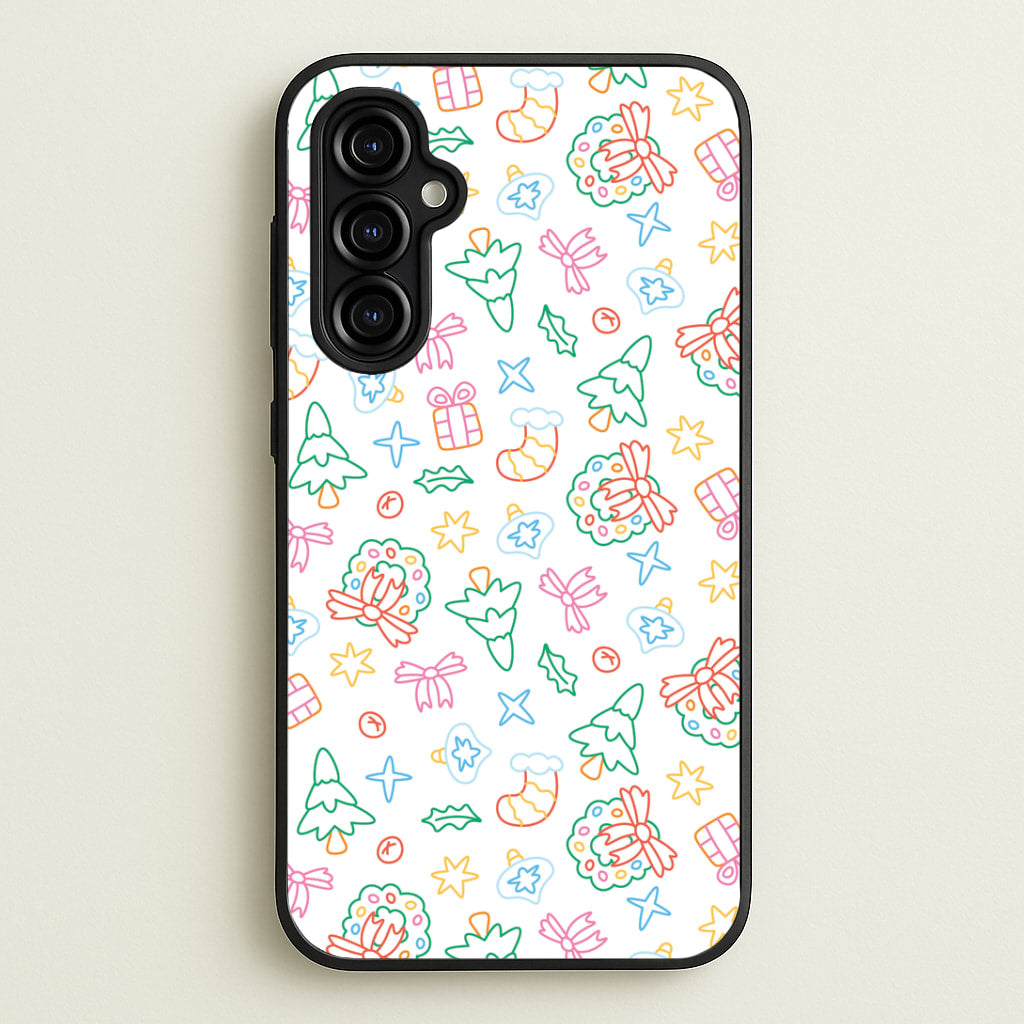 Neon Christmas Icons Pattern II Galaxy A54 Case
