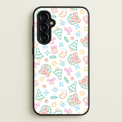 Neon Christmas Icons Pattern II Galaxy A54 Case