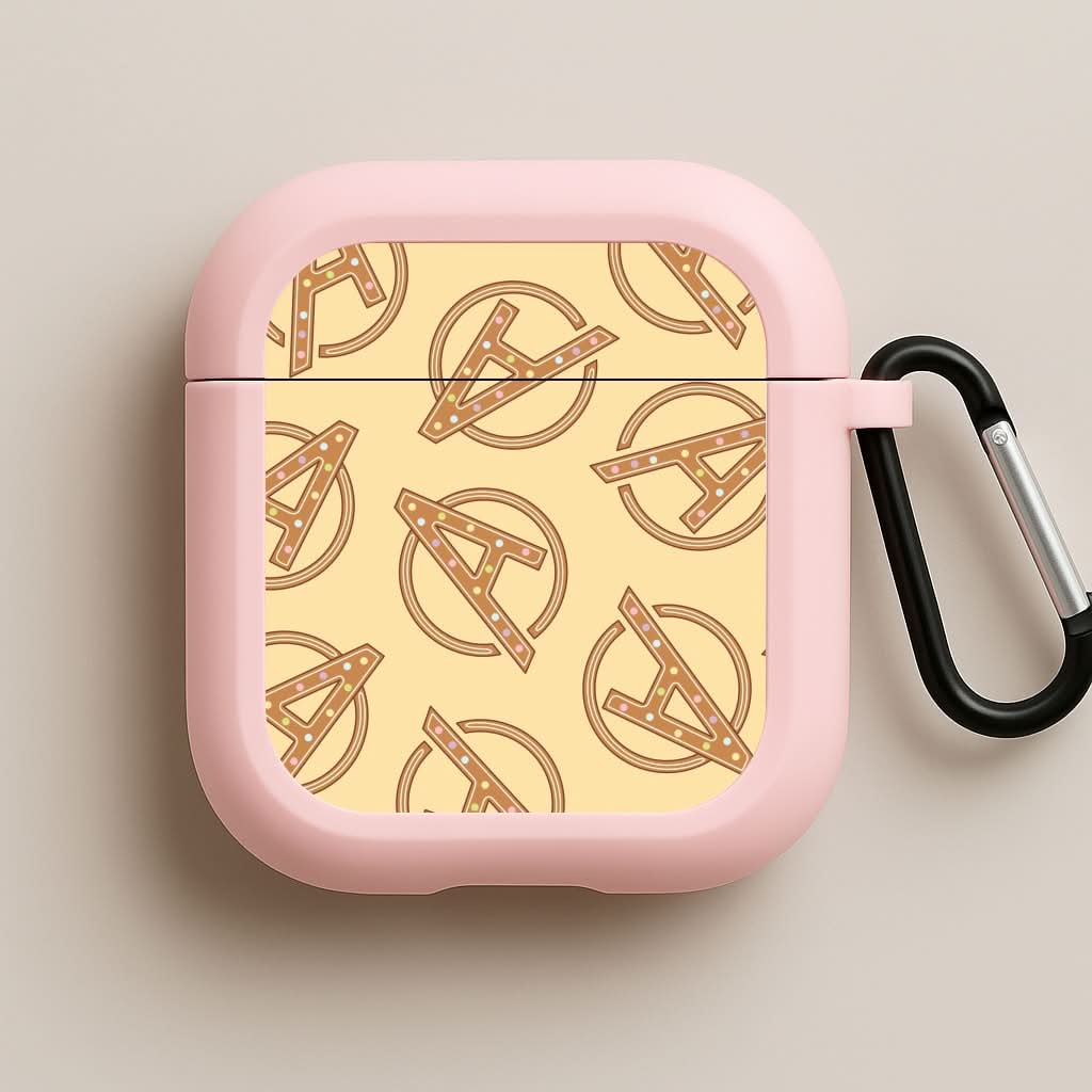 Superhero Team Gingerbread Pattern Pink AirPods Case