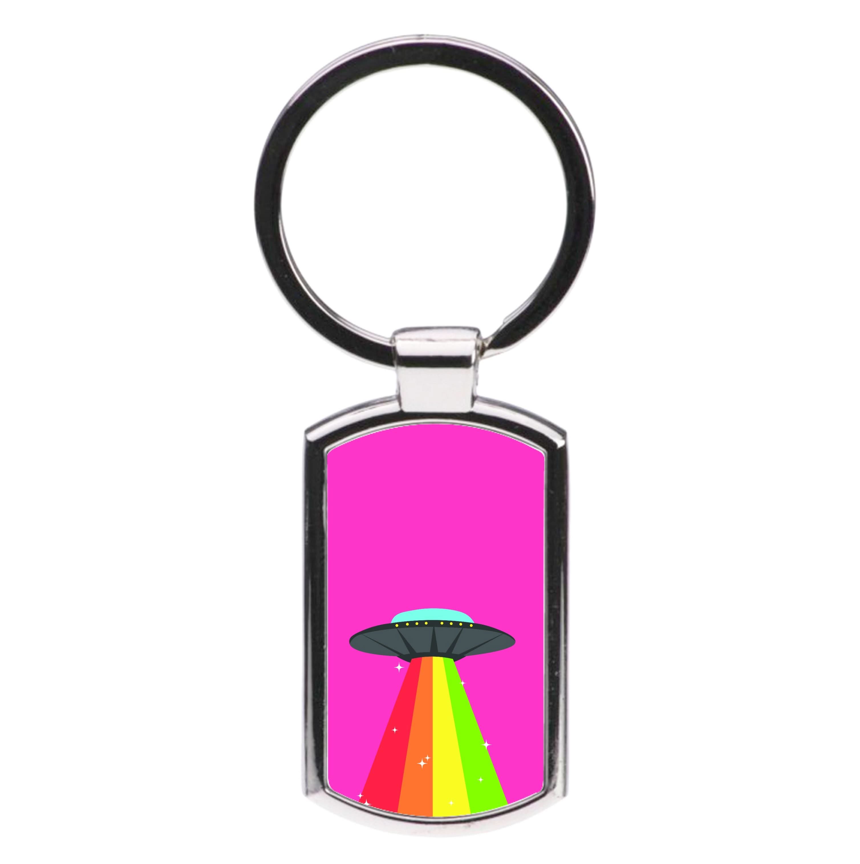 Rainbow Alien Spaceship Luxury Keyring