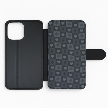 Card Suits Pattern Black Flip Phone Case