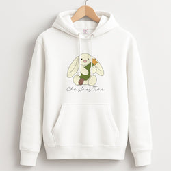 Christmas Bunny Stars Plush Unisex Hoodie
