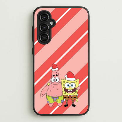 Cartoon Sponge And Starfish Christmas Hats Galaxy A14 Case