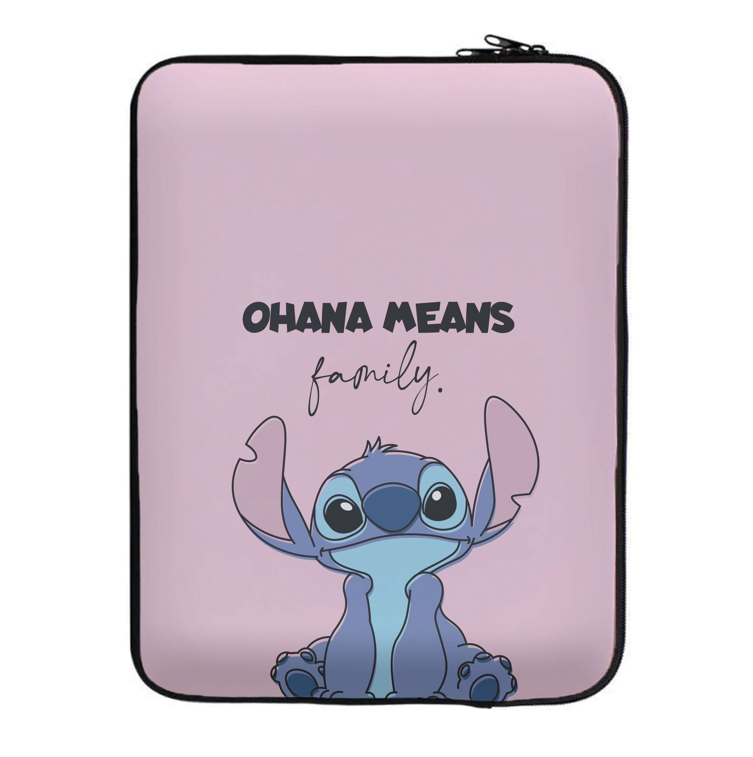 Ohana Means Family Pink Laptop Sleeve