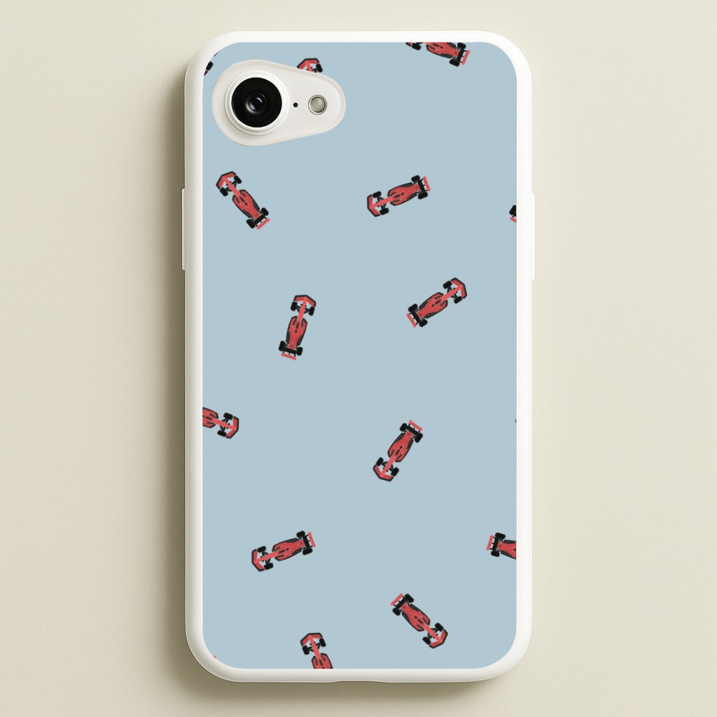 Race Cars Pattern Blue iPhone 16e Case