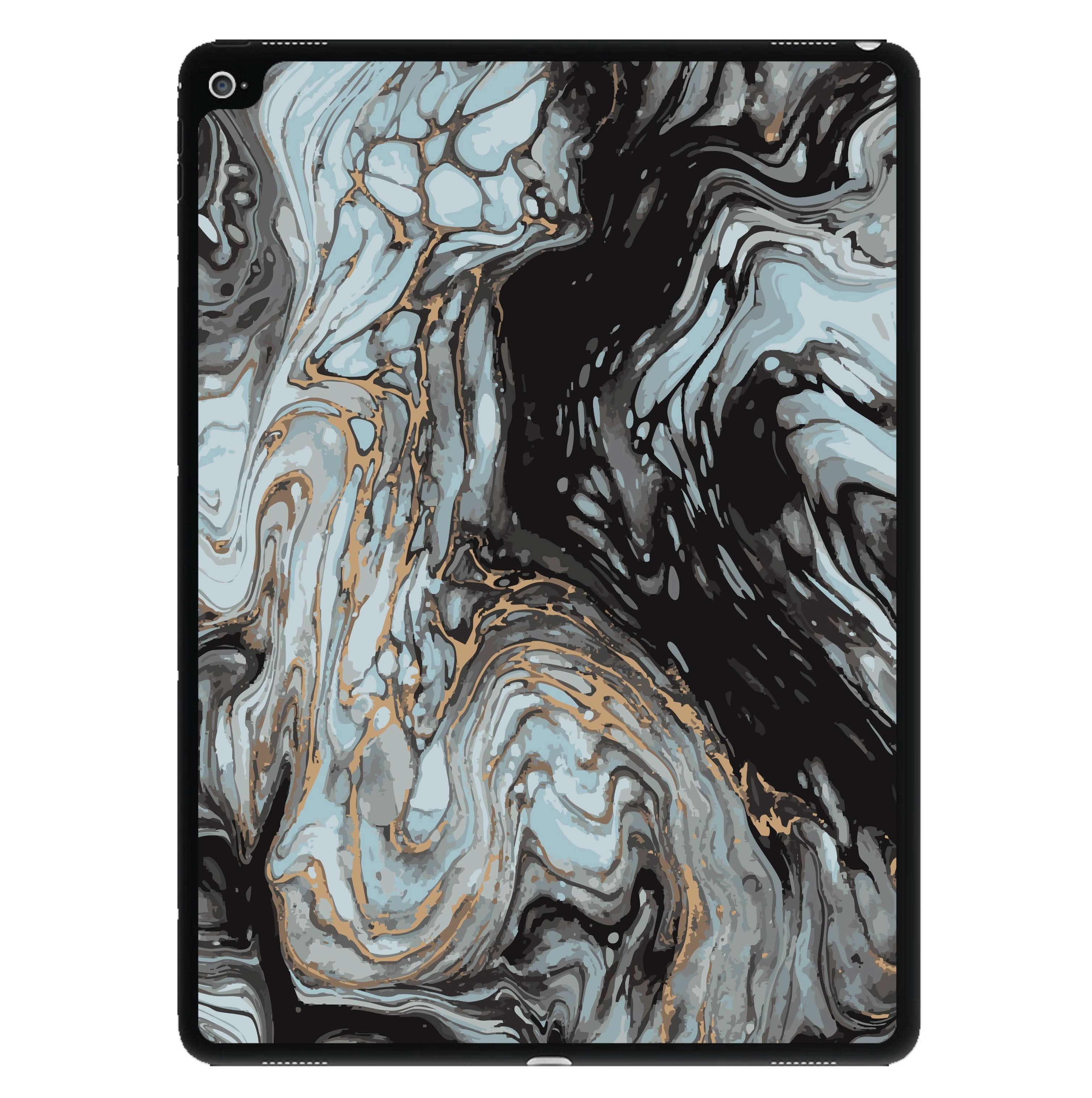 Black And Gold Cloudy Marble iPad Case