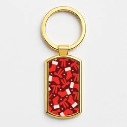 Stockings And Bows Pattern Gold Keyring