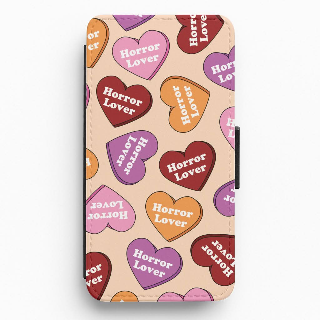 Horror Lover Hearts Pattern Flip / Wallet Phone Case