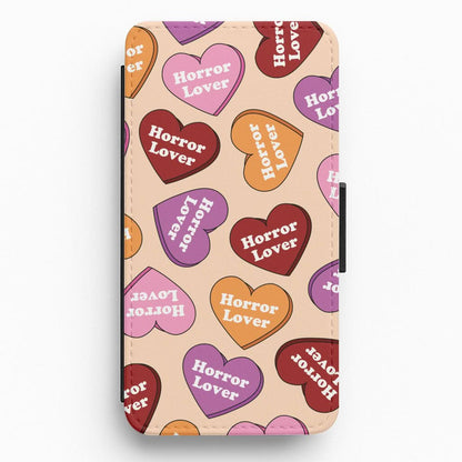 Horror Lover Hearts Pattern Flip / Wallet Phone Case